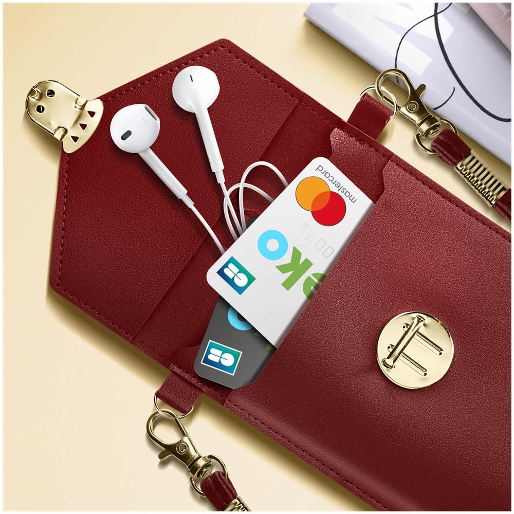 Pochette Per Smartphone Con Finestra Touch E Tracolla Da 1 Metro E 40 Bordeaux - Foto 5