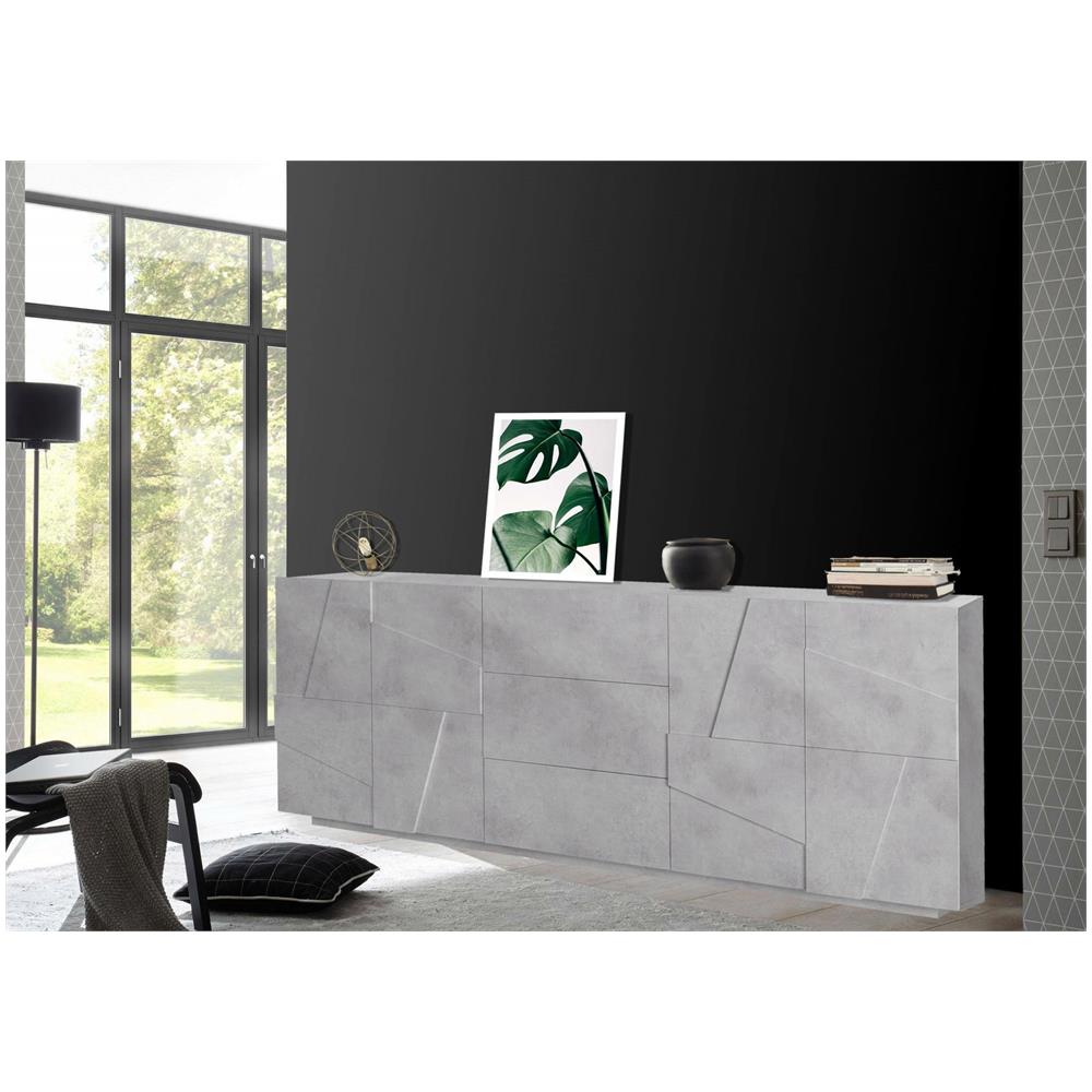 Credenza Mason, Madia Da Cucina A 4 Ante E 3 Cassetti, Buffet Da Soggiorno, 100% Made In Italy, Cm 224x44h86, Ardesia - Foto 1