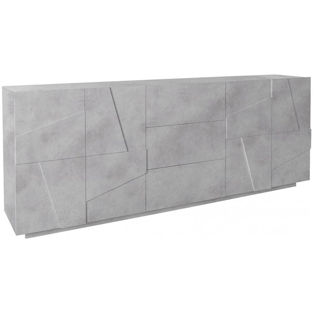 Credenza Mason, Madia Da Cucina A 4 Ante E 3 Cassetti, Buffet Da Soggiorno, 100% Made In Italy, Cm 224x44h86, Ardesia - Foto 2