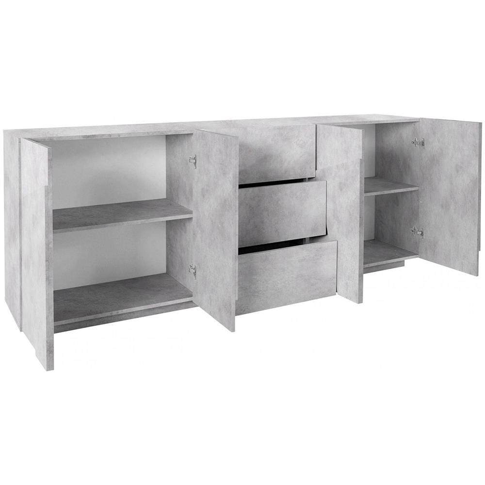 Credenza Mason, Madia Da Cucina A 4 Ante E 3 Cassetti, Buffet Da Soggiorno, 100% Made In Italy, Cm 224x44h86, Ardesia - Foto 4