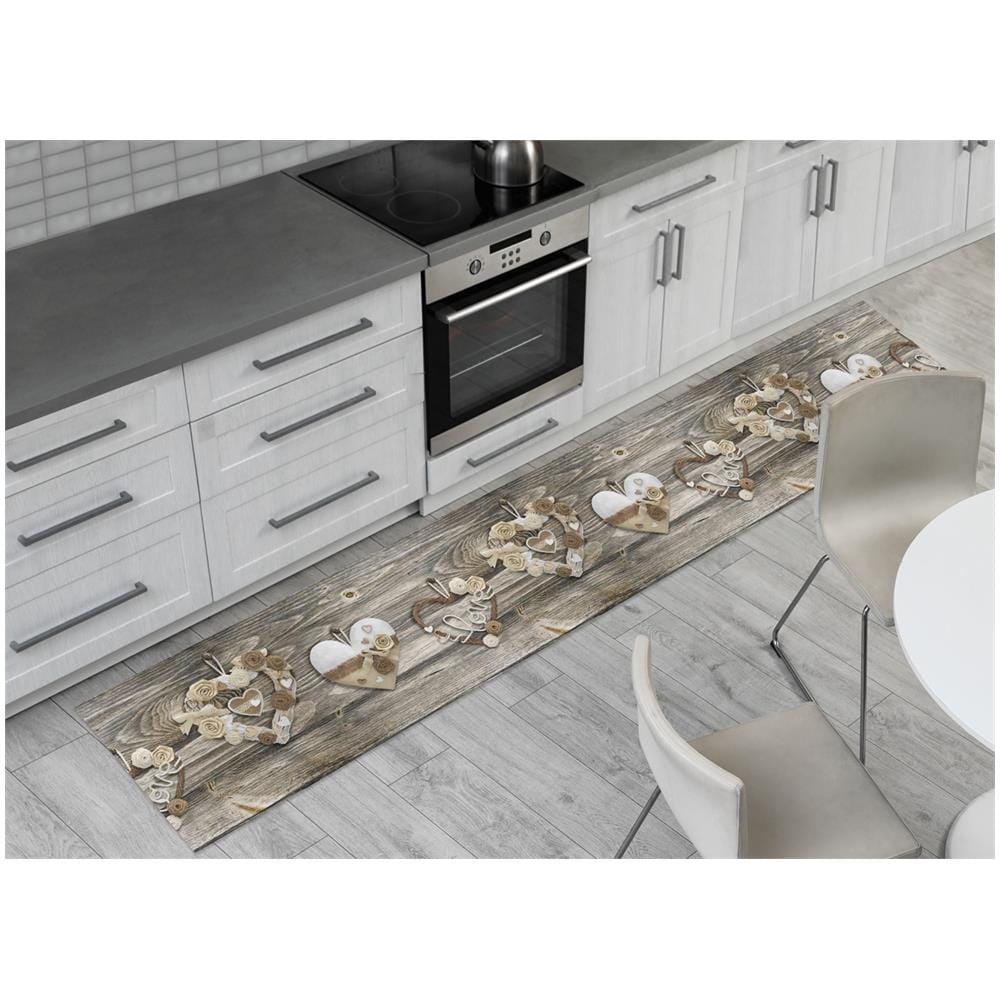 Tappeto Passatoia Cucina Antiscivolo Stampa Digitale Disegno Cuori Pizzo 50x600 Pizzo - Foto 1