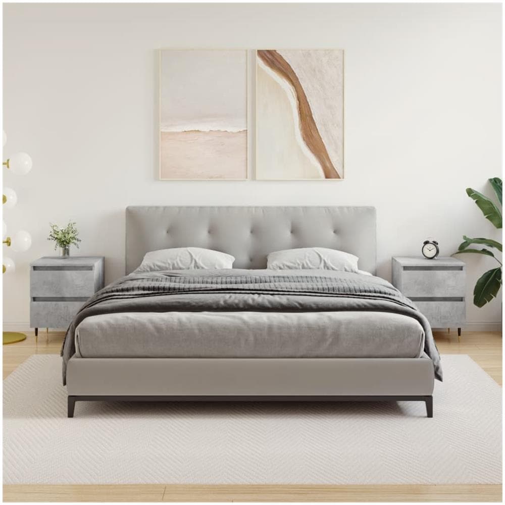 Comodini 2pz Grigio Cemento 40x35x50 Cm In Legno Multistrato - Foto 1
