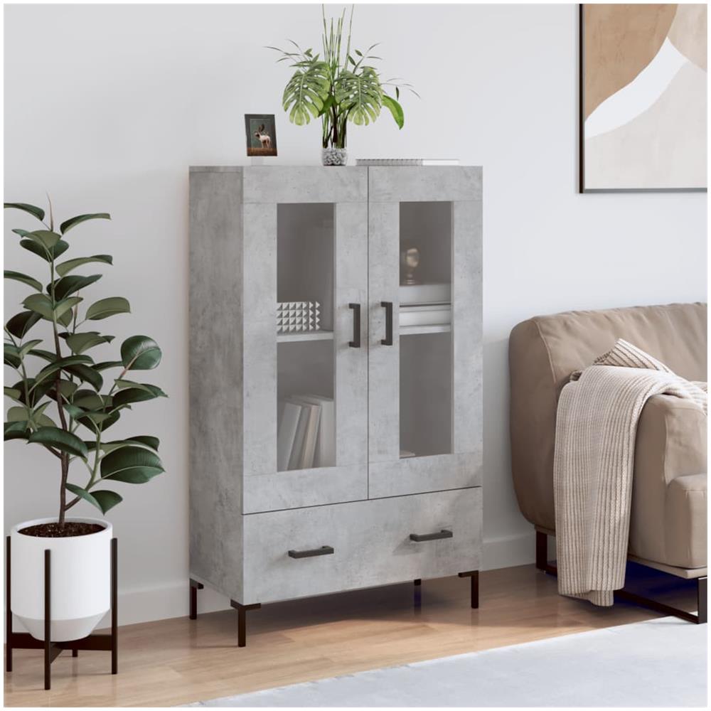 Credenza Grigio Cemento 69,5x31x115 Cm In Legno Multistrato - Foto 1