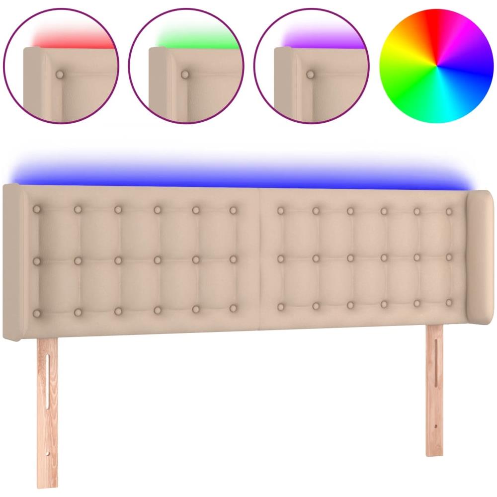 Testiera Cappuccino A Led 147x16x78/88 Cm In Similpelle - Foto 2