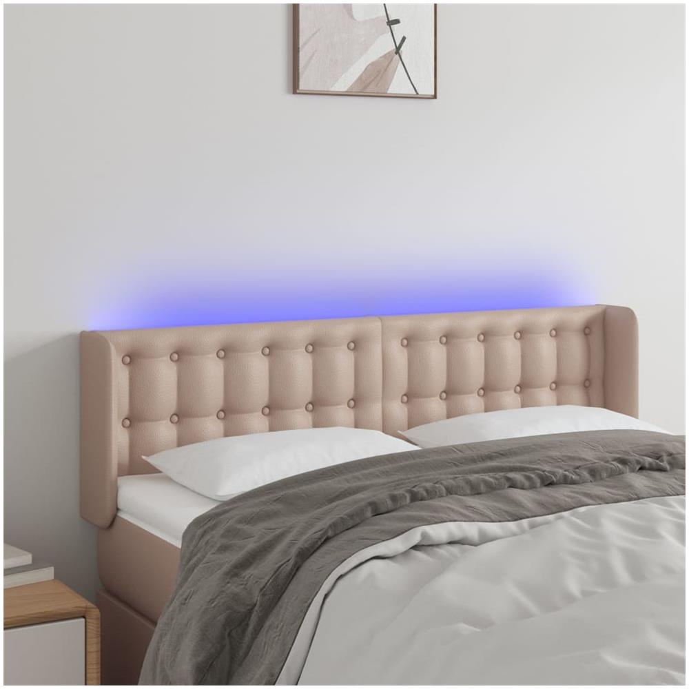 Testiera Cappuccino A Led 147x16x78/88 Cm In Similpelle - Foto 1