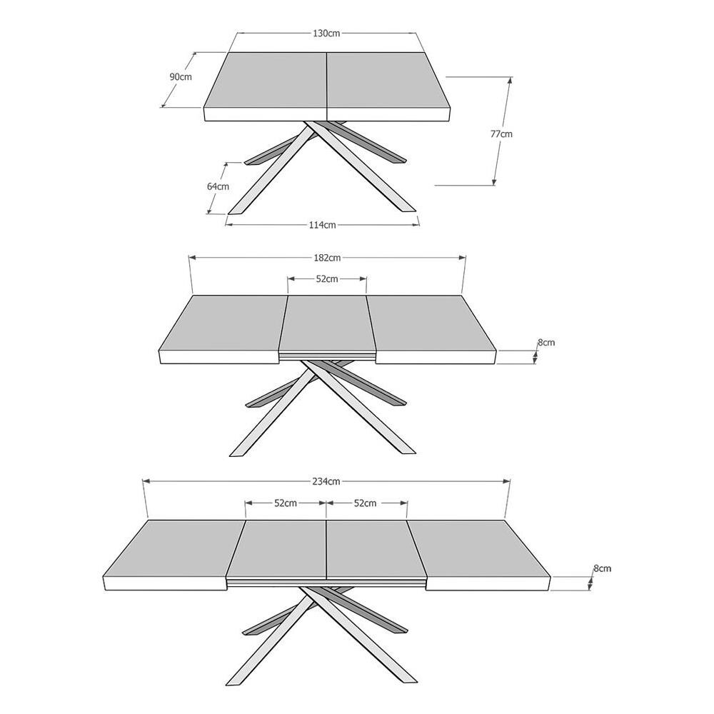 Tavolo allungabile 90x130/234 cm Karida cemento gambe antracite - Foto 4