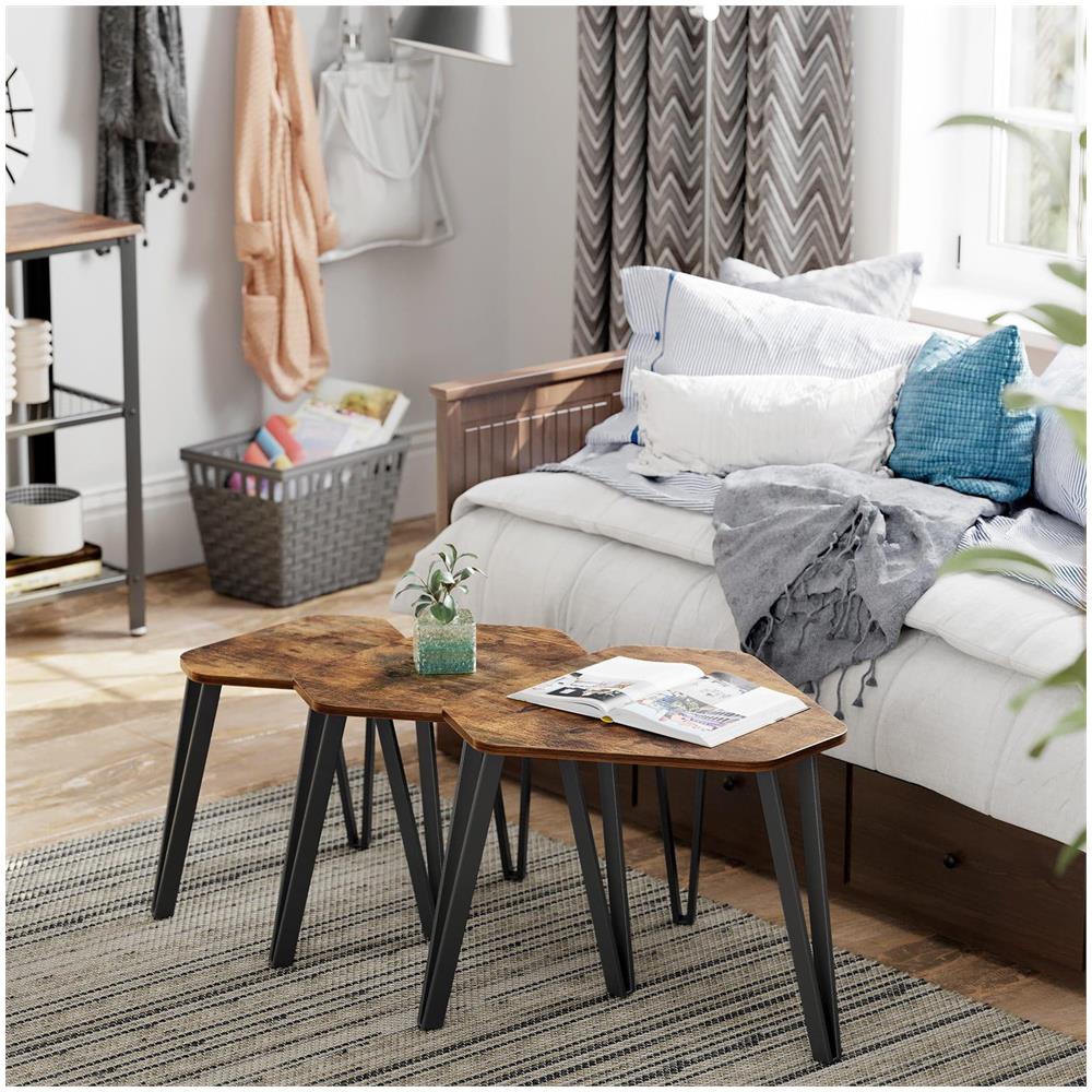 Tavolini da caffè rustici TABLES 3 pezzi per soggiorno x3 - Foto 2