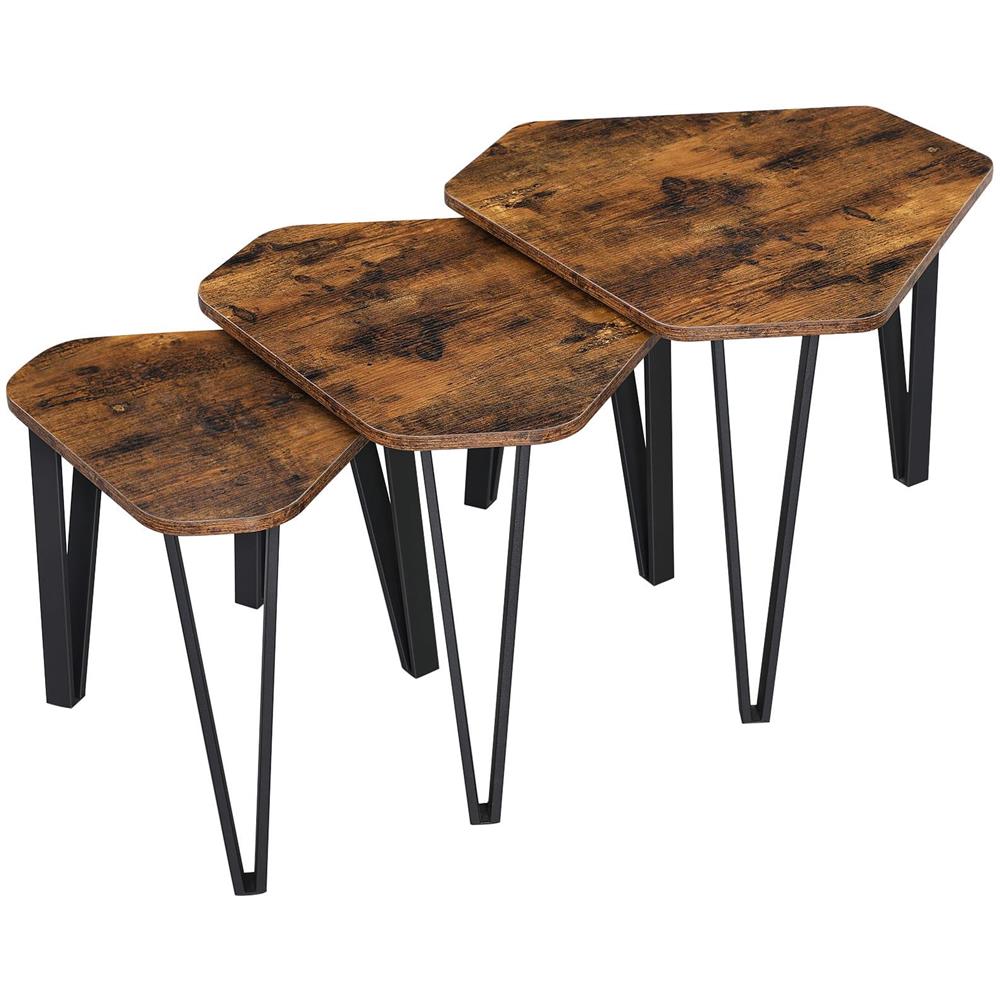 Tavolini da caffè rustici TABLES 3 pezzi per soggiorno x3 - Foto 1