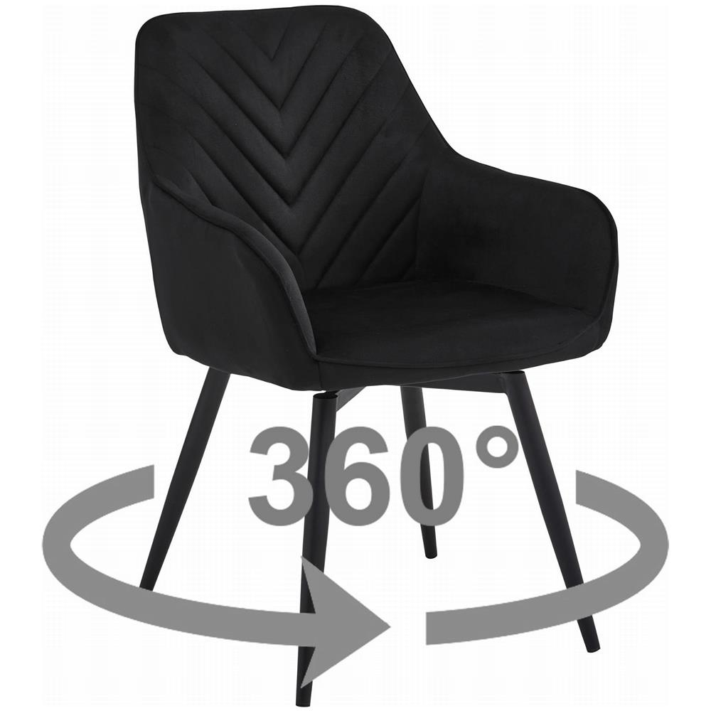 Sedia girevole in velluto NANA360 - Nero x 2 - Foto 2