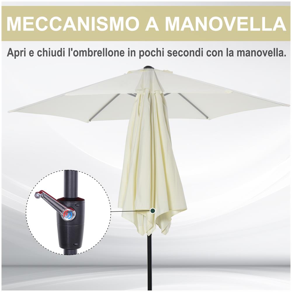 Ombrellone Inclinabile In Alluminio E Poliestere, Bianco, F2.7x2.35m - Foto 8
