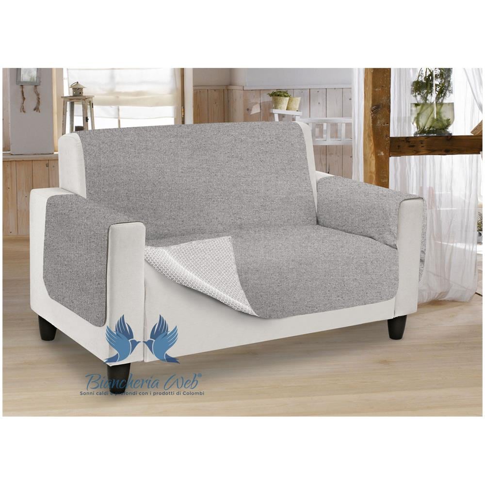 Copridivano Antiscivolo In Tinta Unita Modello O.B. 2 Posti Grigio - Foto 1