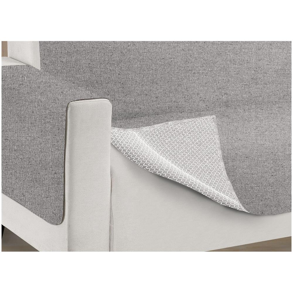 Copridivano Antiscivolo In Tinta Unita Modello O.B. 2 Posti Grigio - Foto 8