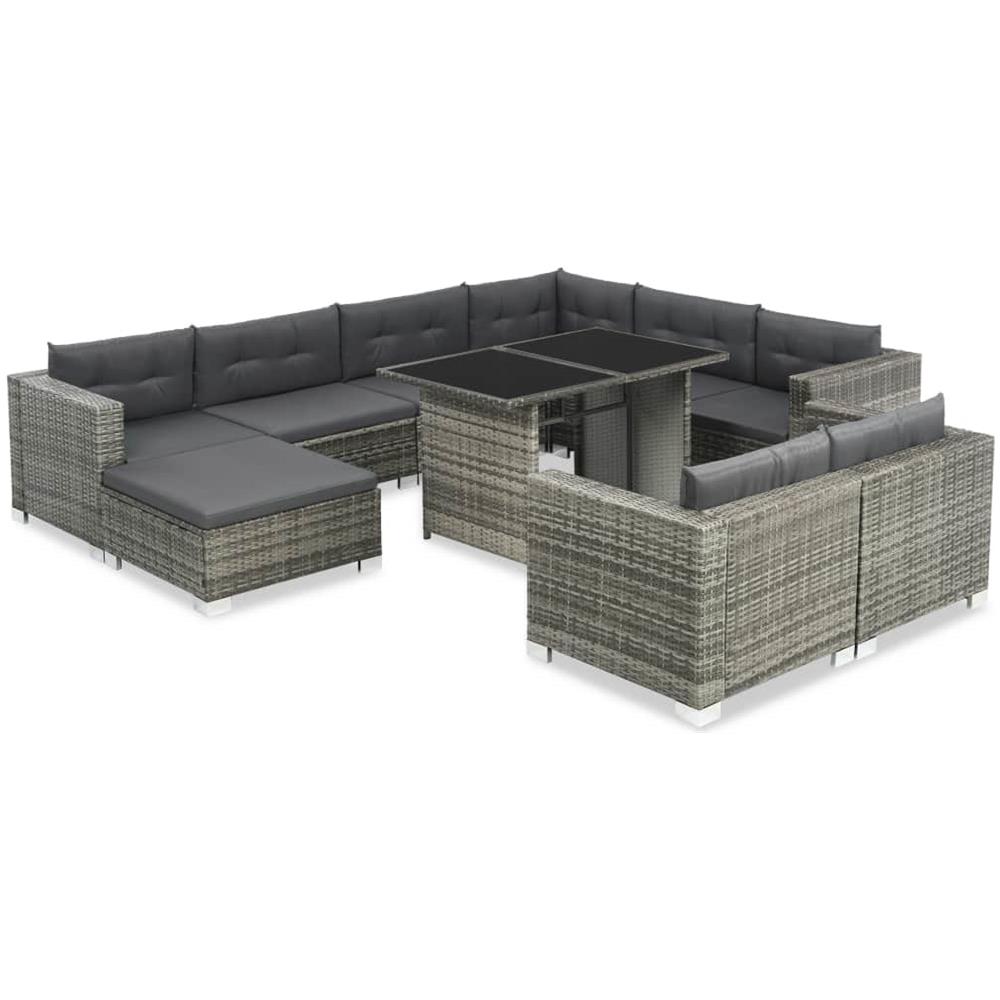 Set Divano Da Giardino 28 Pz In Polyrattan Grigio - Foto 1