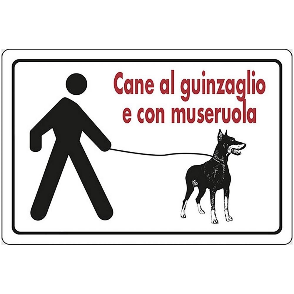Cartello Cane Al Guinzaglio Con Museruola Parchi Spazi Aperti 30cmx20cm - Foto 2