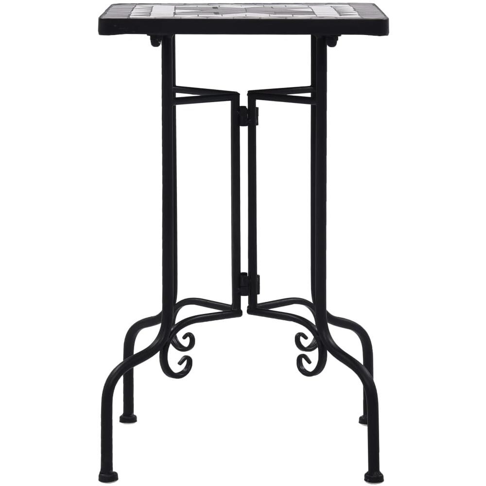 Tavolino Di Servizio Con Mosaico Nero E Bianco In Ceramica - Foto 2