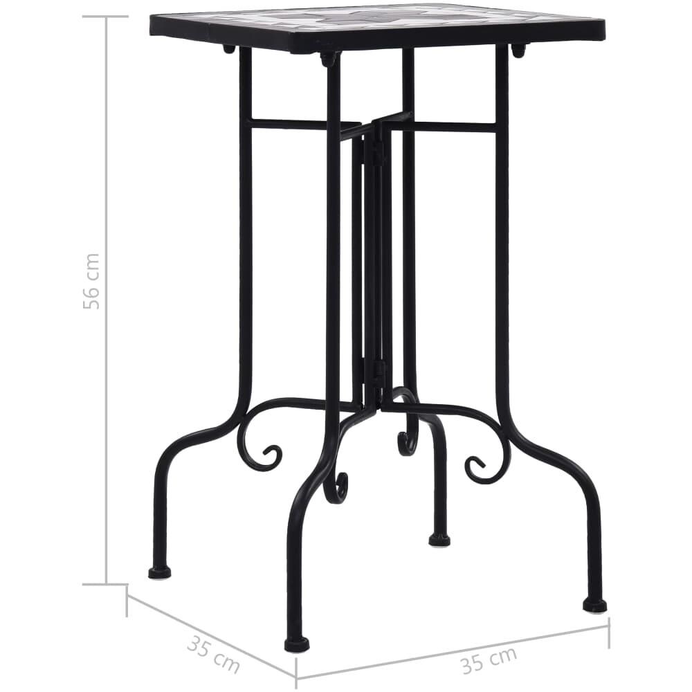 Tavolino Di Servizio Con Mosaico Nero E Bianco In Ceramica - Foto 7