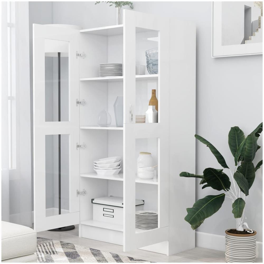 Armadietto con Vetrina Bianco 82,5x30,5x150cm Legno Multistrato - Foto 3