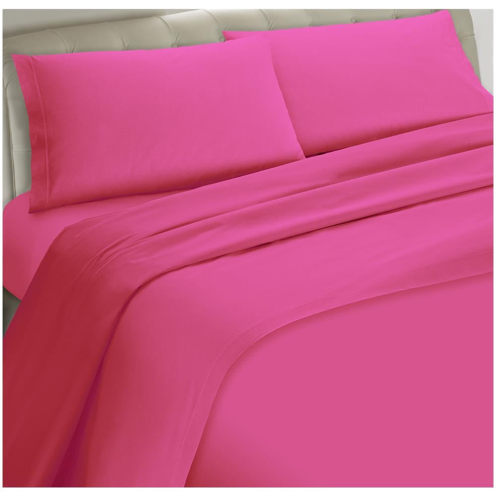Set Completo Lenzuola 100% Microfibra - Matrimoniale, Lenzuolo Sopra 240 X 290 Cm, Lenzuolo Sotto 160/170 X 190/200 X 25 Cm, 2 Federe 52 X 82 Cm - Fuxia - Foto 1