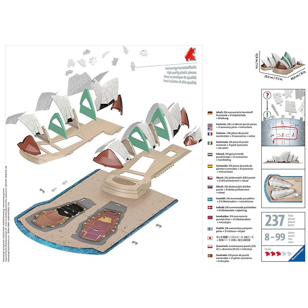 3D Puzzle Sydney Opera House 216 pz 40,6 x 29,2 x 12,8 cm 11243 - Foto 4