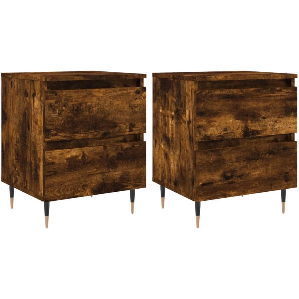 Comodini 2pz Rovere Fumo 40x35x50 Cm In Legno Multistrato - Foto 2