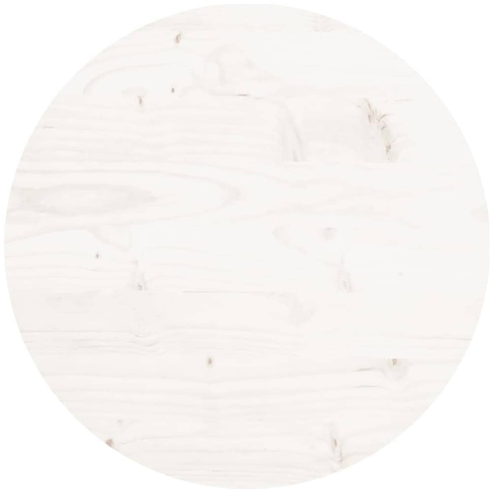 Piano Tavolo Rotondo Bianco 40x3 Cm In Legno Massello Di Pino - Foto 2