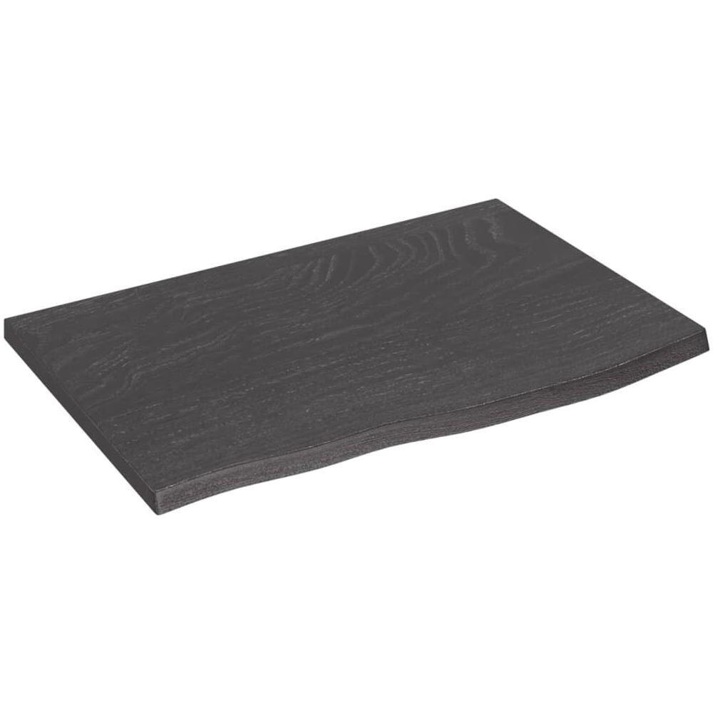 Piano Tavolo Marrone Scuro 60x40x2cm Rovere Massello Trattato - Foto 2