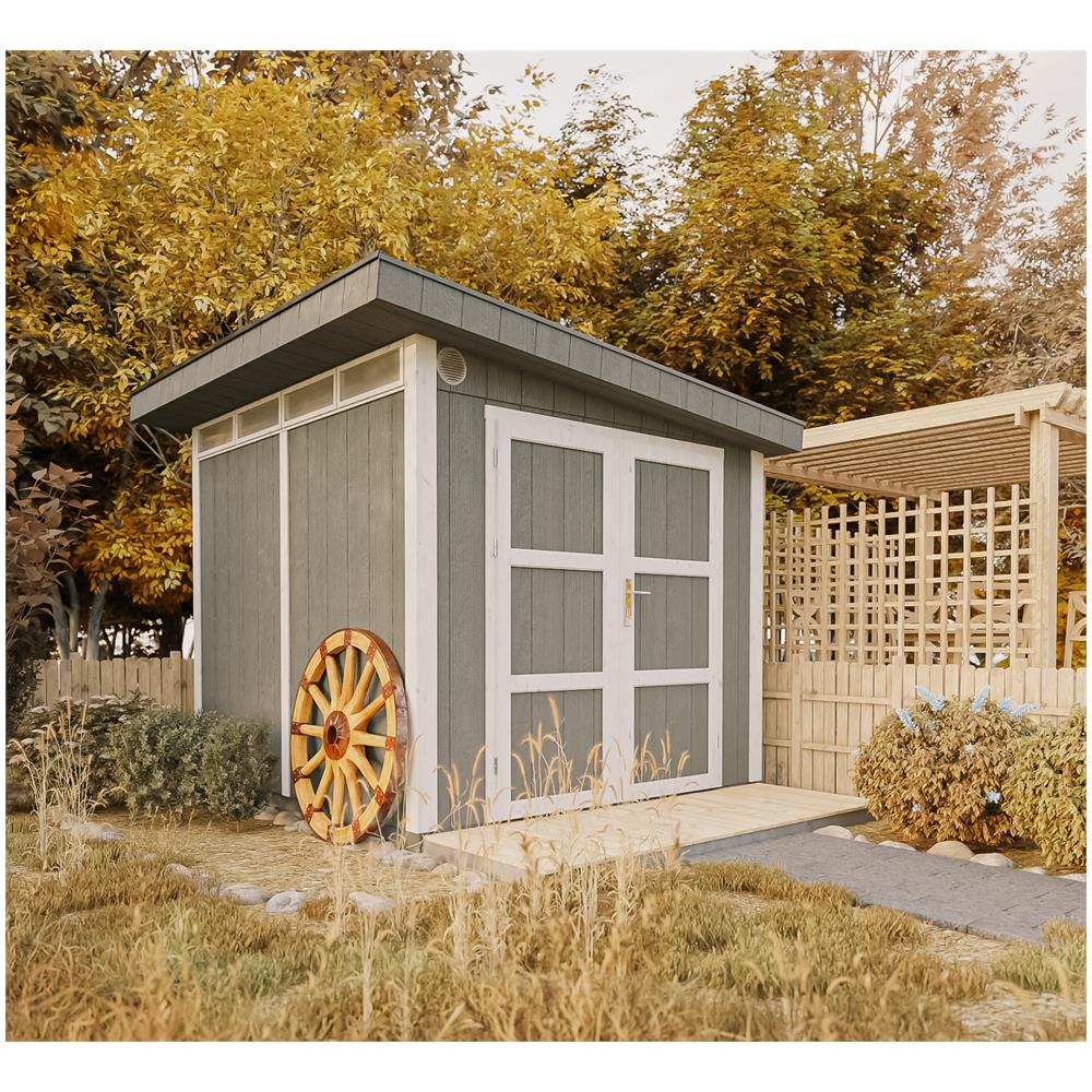 Casetta da giardino con pannelli in legno Lp Smartside 5,9 m² con pavimento e piastrelle bituminose - L161x294x239 cm - M903a - Grigio Tundra - Foto 8