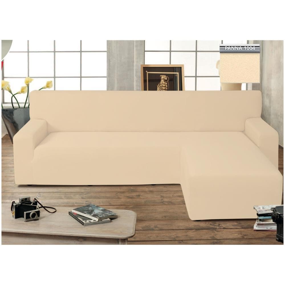 Copridivano Genius Con Penisola Chaise Longue Modello Swing Colore Panna Destra Panna - Foto 1