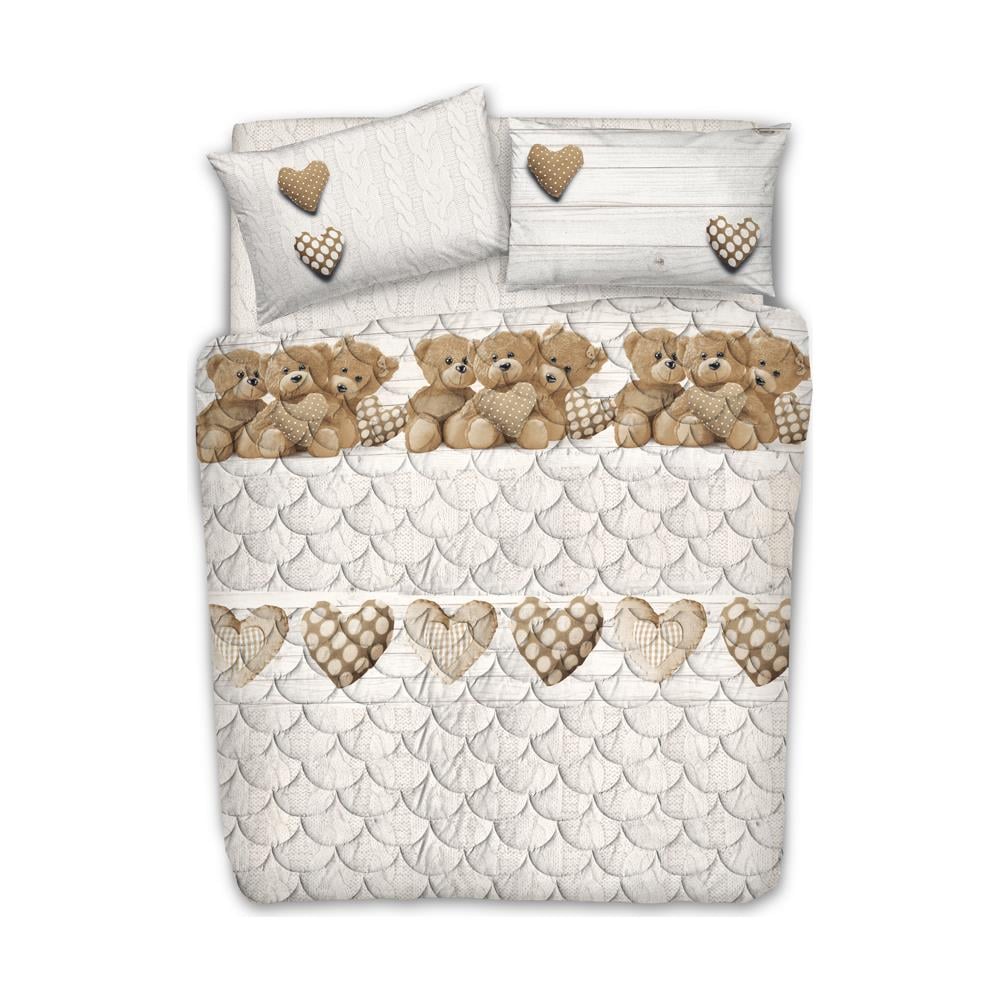 Tessuto Cotone Oeko-tex Orsetti e Pois in Grigio