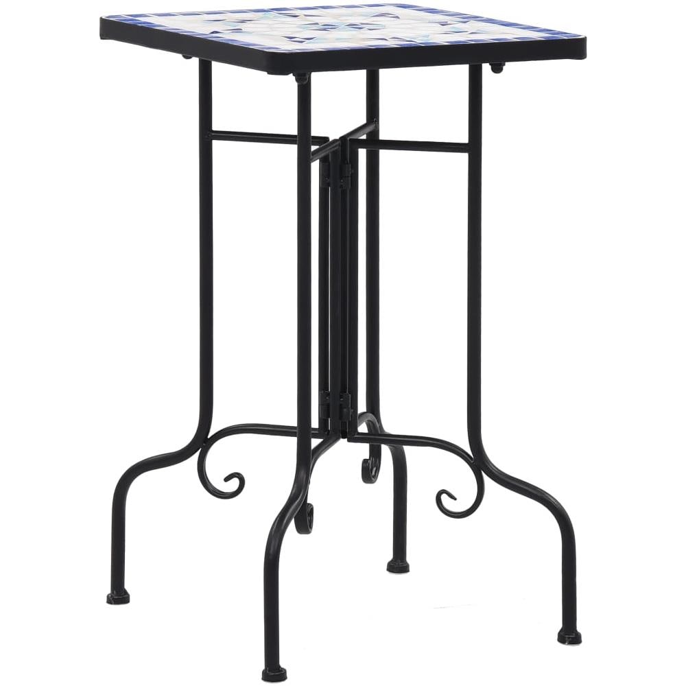 Tavolino Di Servizio Con Mosaico Blu E Bianco In Ceramica - Foto 1