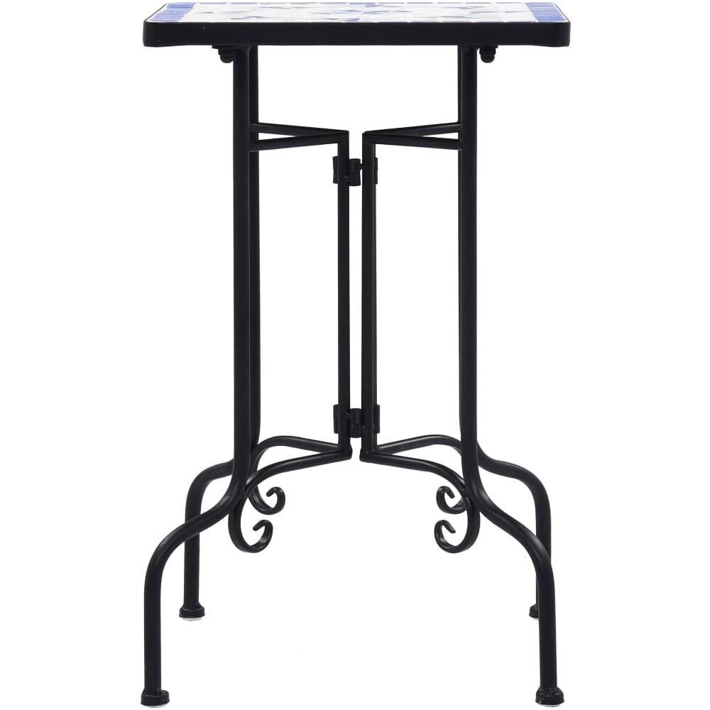 Tavolino Di Servizio Con Mosaico Blu E Bianco In Ceramica - Foto 2