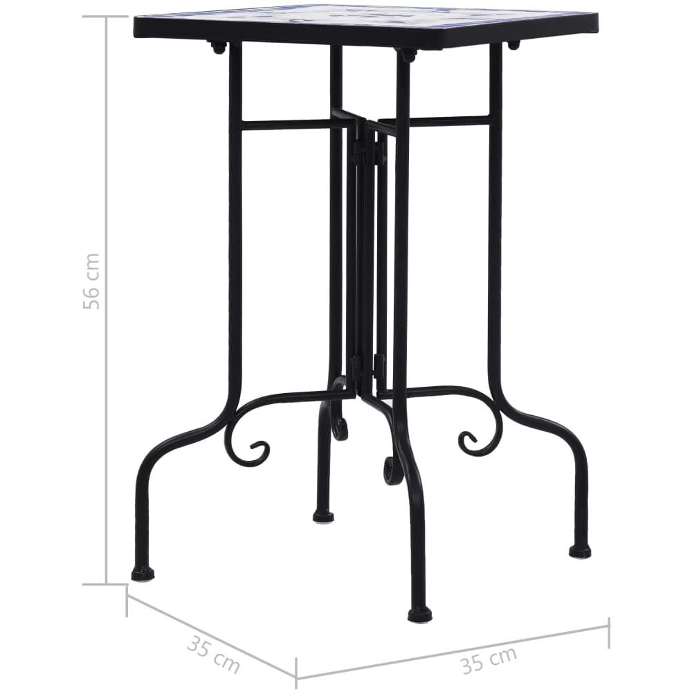 Tavolino Di Servizio Con Mosaico Blu E Bianco In Ceramica - Foto 7