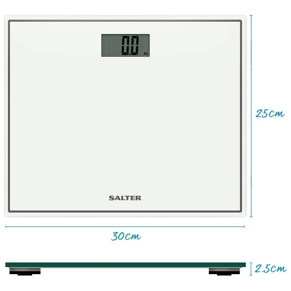 Bilancia Da Bagno Salter Compact Digital - Vetro Temperato Misurare Il Corpo Peso Metrico Imperiale Di Facile Visualizzazione Leggi Digitale Istantanea Lettura Precisa W Step-on 15yr Garanzia - Bianco - Foto 2