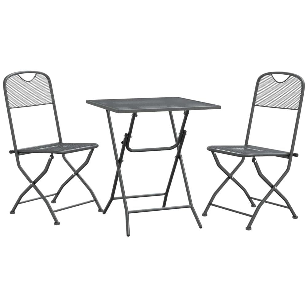 Set Da Pranzo Per Giardino 3pz Rete Metallica Espansa Antracite - Foto 2