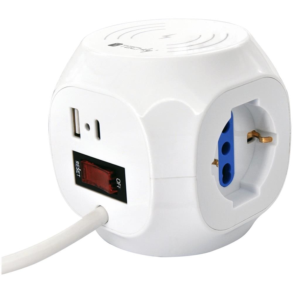 Multipresa A Cubo 4 Posti Con Usb-a E Usb-c Qc3.0 E Ricarica Wireless - Foto 1