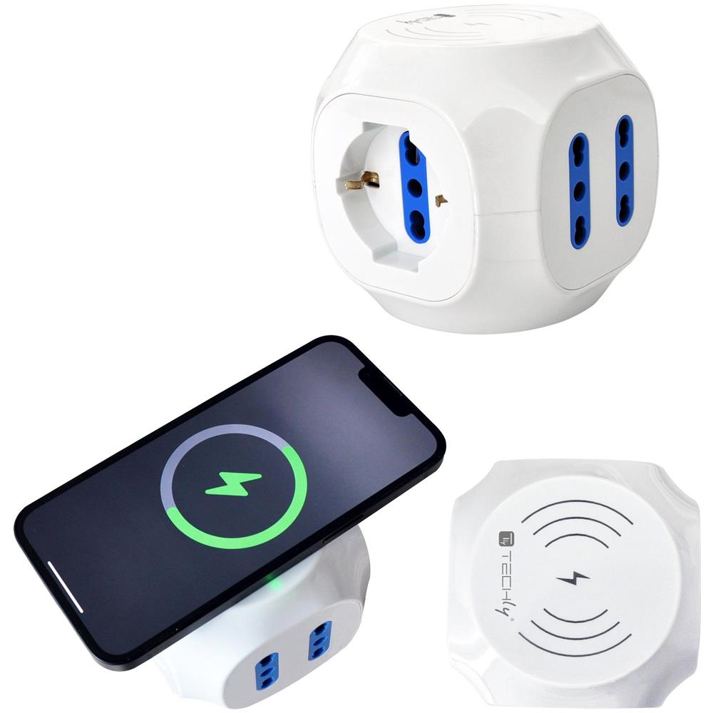 Multipresa A Cubo 4 Posti Con Usb-a E Usb-c Qc3.0 E Ricarica Wireless - Foto 3