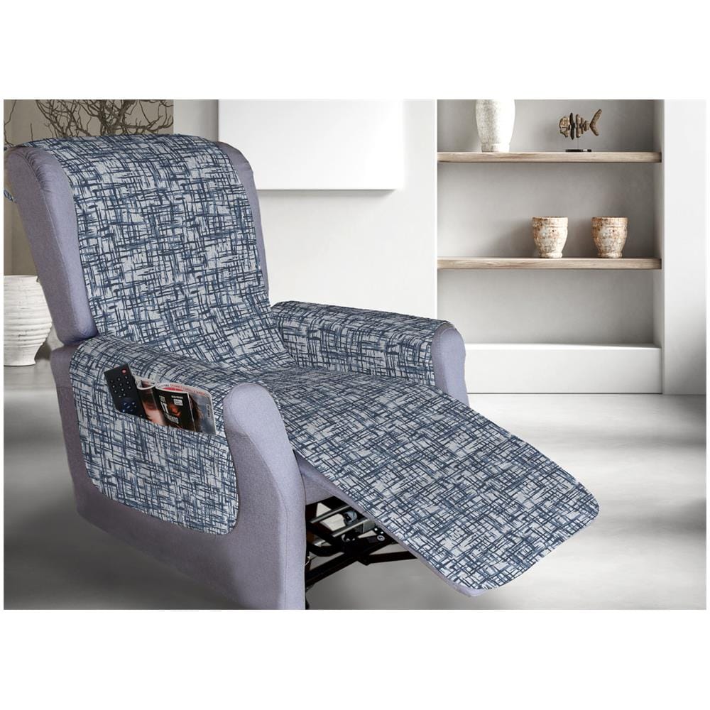 Copripoltrona Reclinabile Trapuntata Reticolo  Poltrona Relax Rigata Linea Pensieri Delicati Poltrona Blu - Foto 1