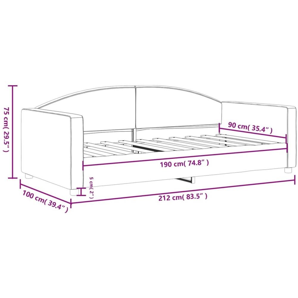 Letto Da Giorno Nero 90x190 Cm In Tessuto - Foto 7