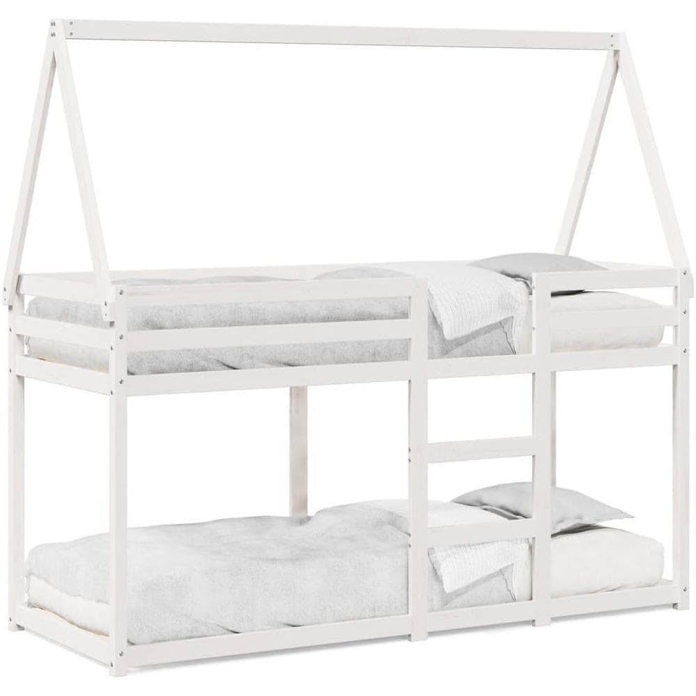 Letto a Castello senza Materasso Bianco 90x190cm Massello Pino - Foto 1