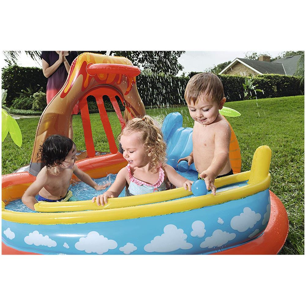 Play Center Vulcano Con Fondo Gonfiabile-scivolo-spruzzo-gioco Con Anello E Palline, , 265 X 265 X 104 Cm, 53069, Un Singolo Pezzo - Foto 2