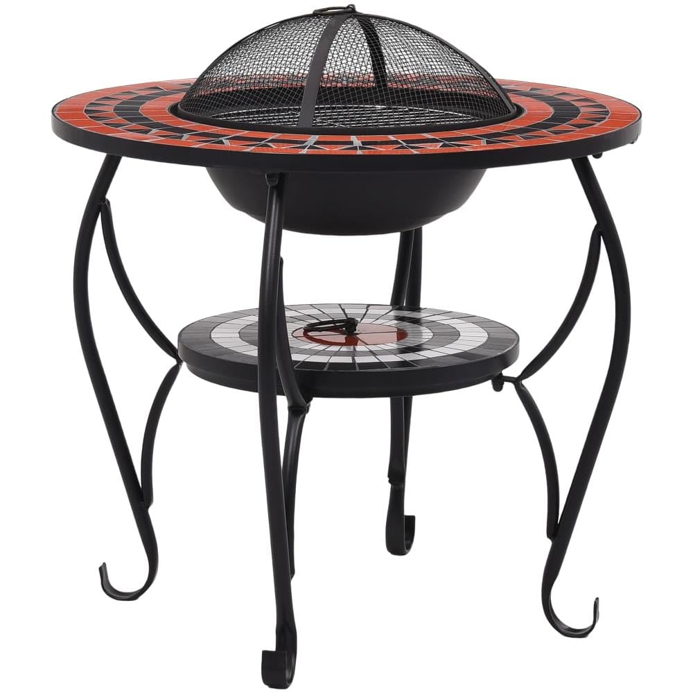 Tavolo Con Braciere A Mosaico Terracotta E Bianco 68cm Ceramica - Foto 2