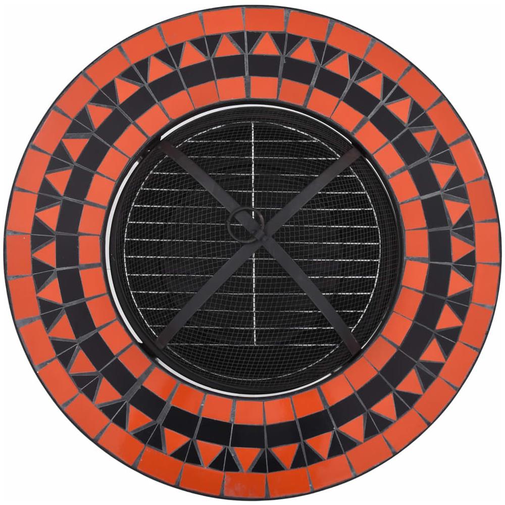 Tavolo Con Braciere A Mosaico Terracotta E Bianco 68cm Ceramica - Foto 14
