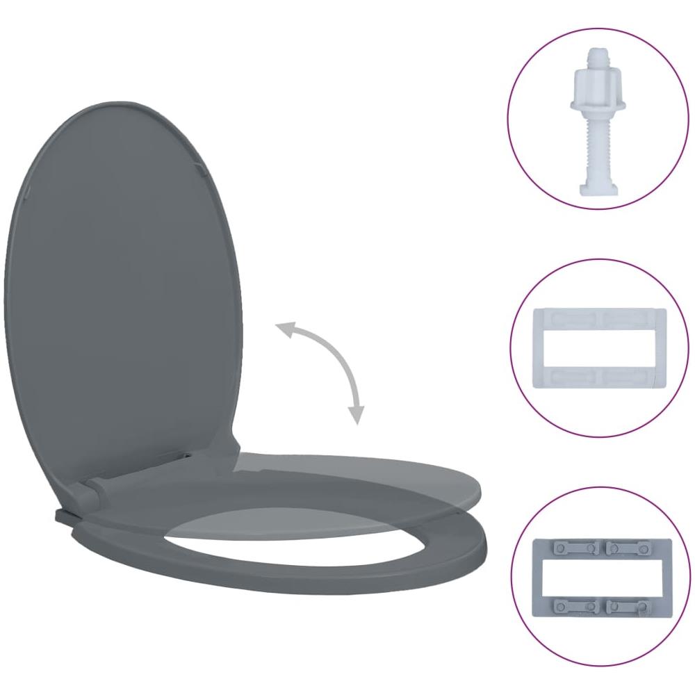 Tavoletta Wc A Chiusura Ammortizzata Grigio Ovale - Foto 2
