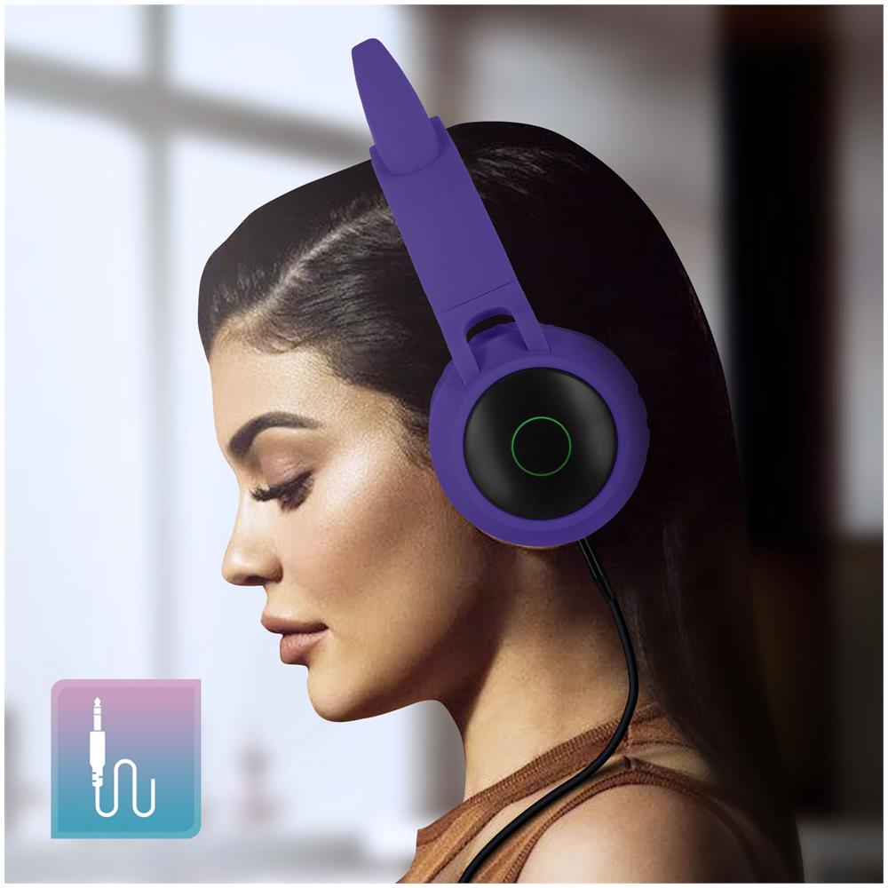 Cuffie Bluetooth Design Orecchie Gatto Animazione Luminosa Autonomia 12h - Viola - Foto 2