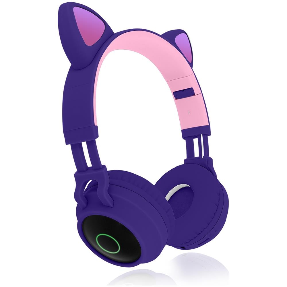 Cuffie Bluetooth Design Orecchie Gatto Animazione Luminosa Autonomia 12h - Viola - Foto 5