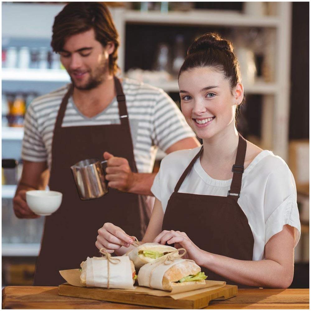 Grembiule Da Cucina Impermeabile Regolabile Chef Grembiule Con Tasche Per La Casa Ristorante Artigianato Giardino Barbecue Scuola Coffee House Grembiule Per Donne Degli Uomini (1x Grembiule Asciugamano 1 X Cucina)  - Foto 2