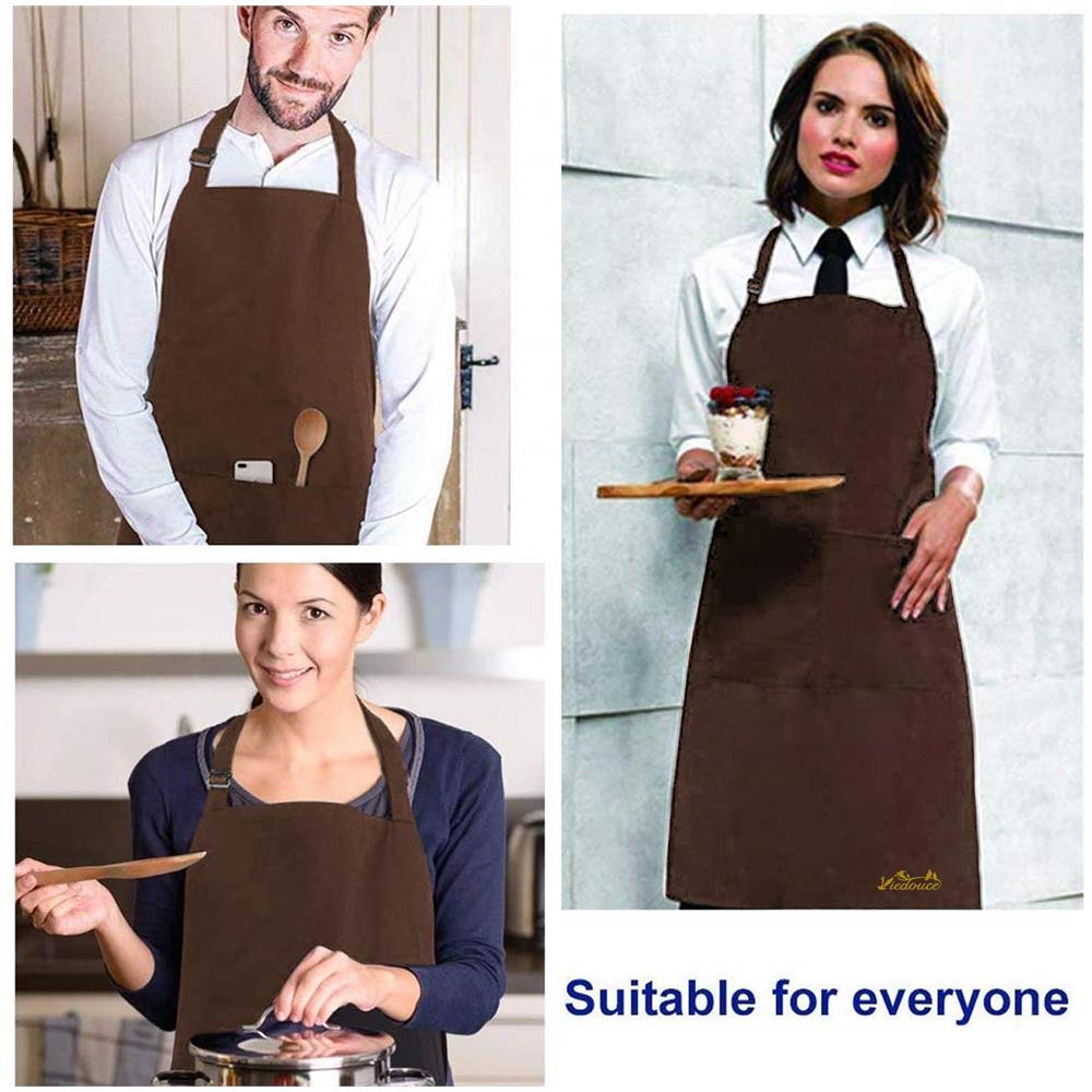 Grembiule Da Cucina Impermeabile Regolabile Chef Grembiule Con Tasche Per La Casa Ristorante Artigianato Giardino Barbecue Scuola Coffee House Grembiule Per Donne Degli Uomini (1x Grembiule Asciugamano 1 X Cucina)  - Foto 4