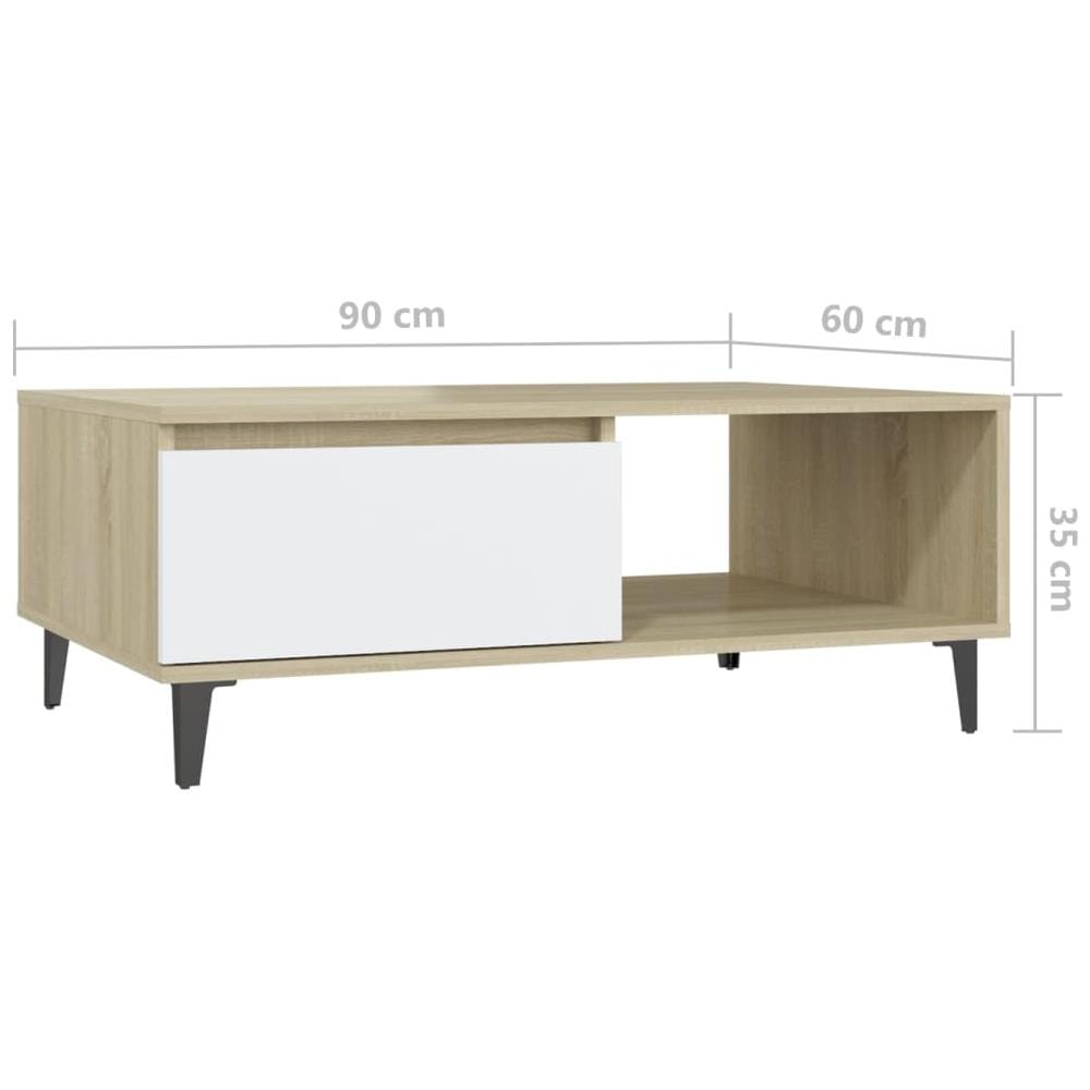 Tavolino da Salotto Bianco Rovere Sonoma 90x60x35cm Multistrato - Foto 8