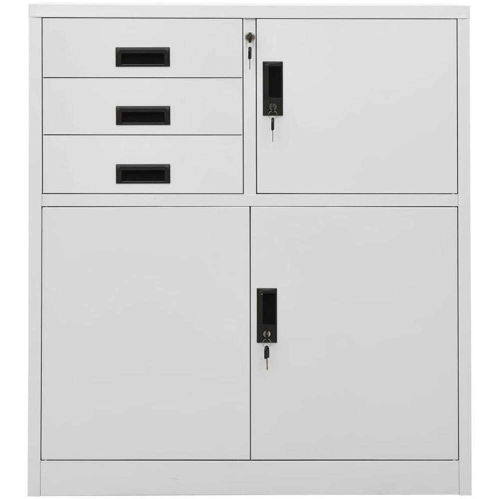 Armadio Per Ufficio Grigio Chiaro 90x40x102 Cm In Acciaio - Foto 3