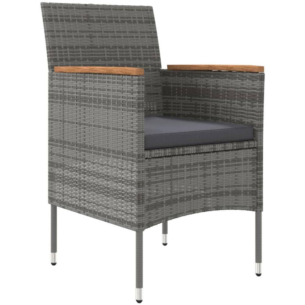 Set Da Pranzo Per Giardino 5 Pz Con Cuscini Grigio E Nero - Foto 3